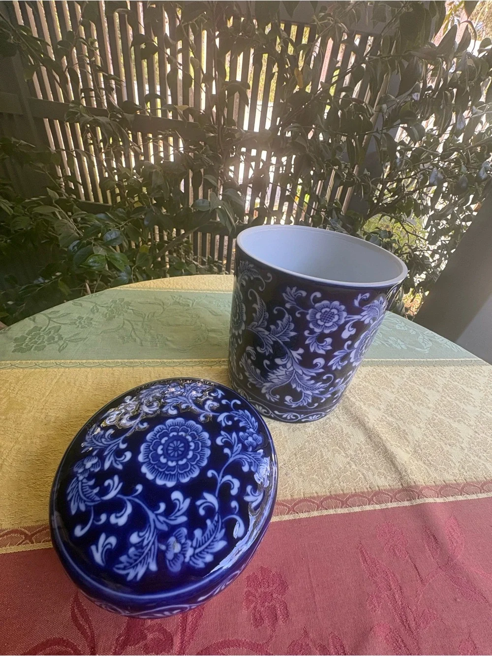 Blue & White Floral Ceramic Ginger Jar